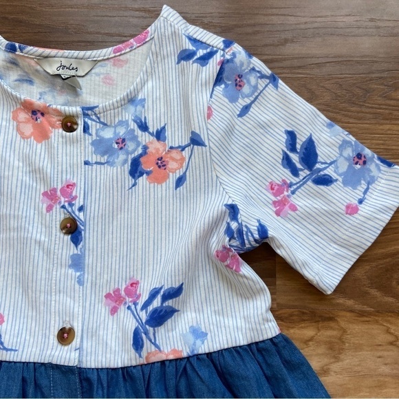 Joules Girl's 9-10 yr. Floral Chambray Liddie Luxe Dress - Picture 5 of 12